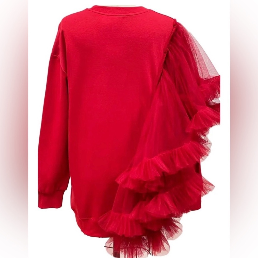 Red Ruffled Sweatshirt - Picture 6 of 6